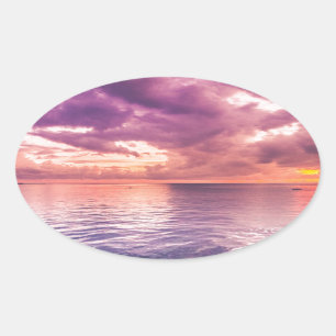Ocean Sunset Inspirational Oval Sticker