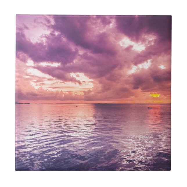 Ocean Sunset Inspirational Tile (Front)