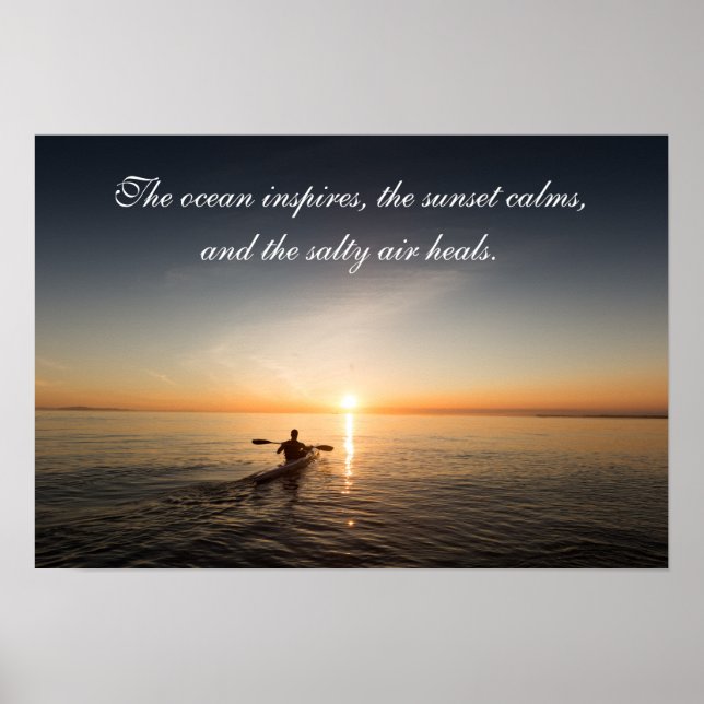 Ocean Sunset Kayak Canoe Inspirational Quote Poste Poster (Front)