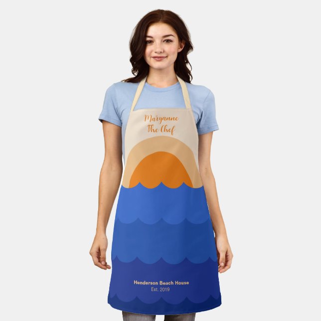 Ocean sunset minimalist scene  apron (Worn)