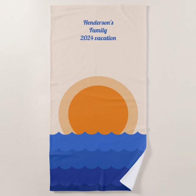 Ocean sunset minimalist scene beach towel (Front)