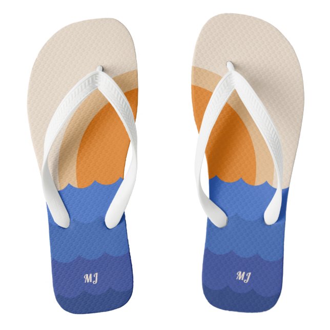 Ocean sunset minimalist scene flip flops (Footbed)