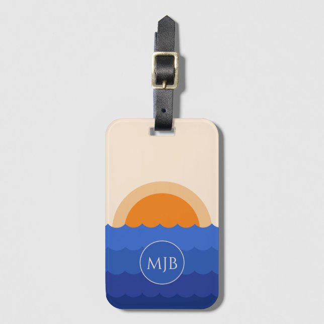 Ocean sunset minimalist scene luggage tag (Front Vertical)