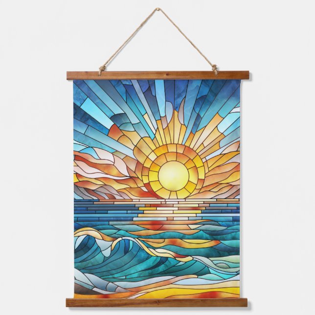 Ocean Sunset mosaic art Hanging Tapestry (Front)
