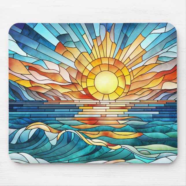 Ocean Sunset mosaic art Mouse Mat (Front)