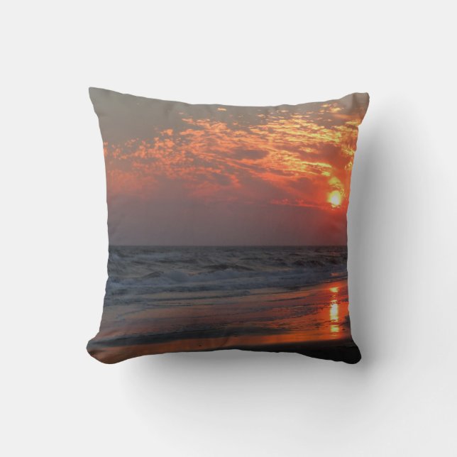 Ocean Sunset - Oak Island, NC Cushion (Front)