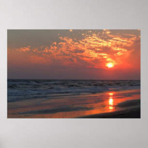 Ocean Sunset - Oak Island, NC Poster