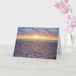 Ocean Sunset Oil Pastel Style Art Note Card