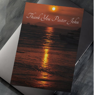 Ocean Sunset Pastor Appreciation  Thank You Card