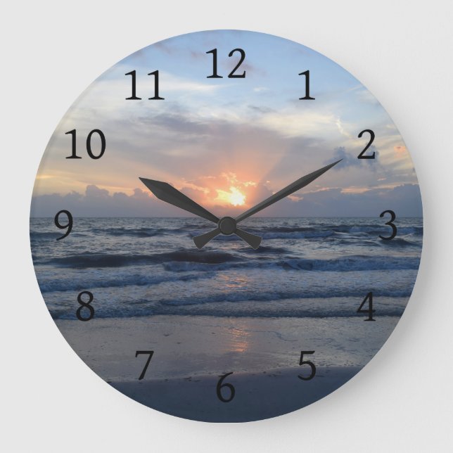 Ocean sunset Photo 79 Large Clock (Front)