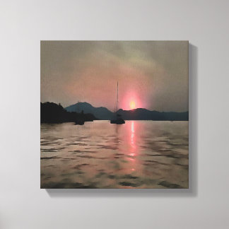 Ocean Sunset Sailboat Sunset Bozburun Marmaris Canvas Print