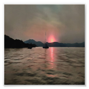 Ocean Sunset Sailboat Sunset Bozburun Marmaris Photo Print