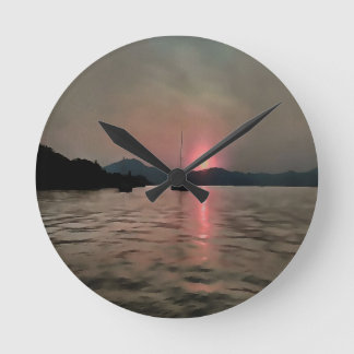 Ocean Sunset Sailboat Sunset Bozburun Marmaris Round Clock