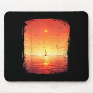 Ocean Sunset Sailing Boat Beach And Ocean Sunset Mouse Mat