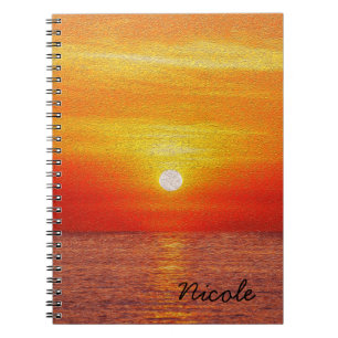 Ocean Sunset  Summer Beach Waves custom            Notebook