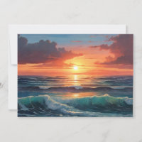 Ocean Sunset Sunrise Colourful Waves Clouds Beach