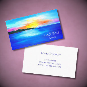 Ocean Sunset Trendy Abstract Artist Business Card