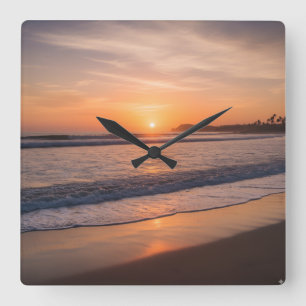 Ocean Sunset Wall Clock – Calm Coastal Design