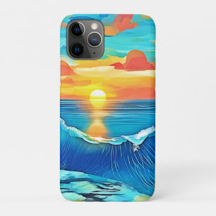 Ocean Sunset Wave Art iPhone 11 Pro Case