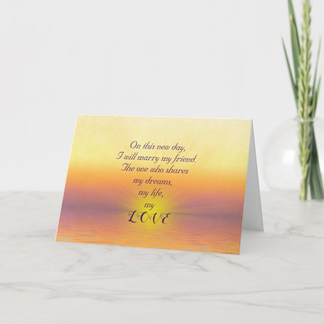 Ocean Sunset Wedding  Card (Front)