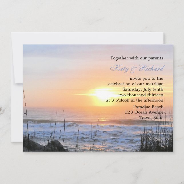 Ocean Sunset Wedding Invitation (Front)