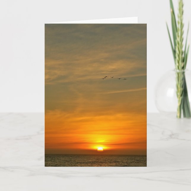 OCEAN SUNSET WITH MIGRATING BIRDS CARD (Front)
