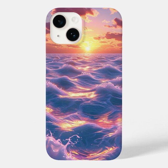 Ocean Sunset with Vivid Reflective Waves Case-Mate iPhone Case (Back)