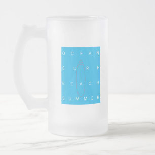 OCEAN SURF BEACH SUMMER FROSTED GLASS BEER MUG