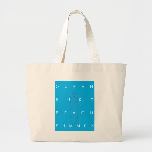 OCEAN SURF BEACH SUMMER  LARGE TOTE BAG (Front)