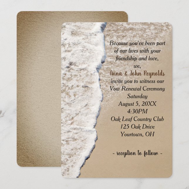Ocean Surf Wedding Vow Renewal  Invitation (Front/Back)