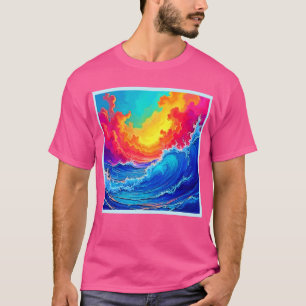 Ocean Surge: Radiant Sunset Wave T-Shirt