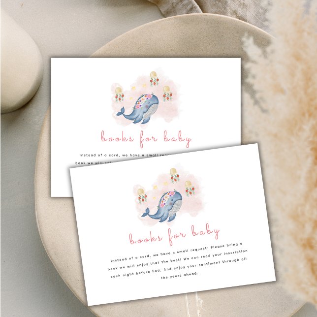 Ocean Sweet Whale Floral Books For Baby Shower Enclosure Card (Ocean Sweet Whale Floral Books For Baby Shower Enclosure Card)
