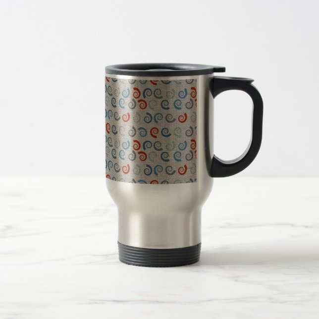 Ocean Swirls Linen Look Travel Mug (Right)