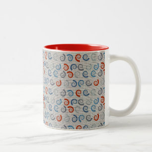 Ocean Swirls Linen Look Two-Tone Coffee Mug