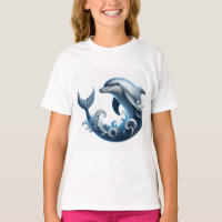 "Ocean Symphony Dolphin Print T-Shirt"