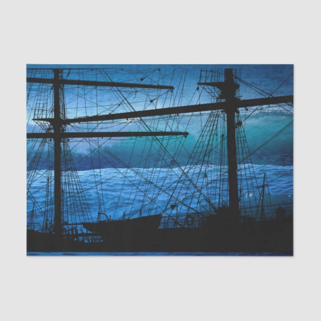 Ocean Tall Ship Sailboat  Decoupage Tissue Paper (Front)