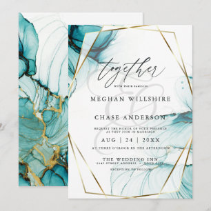 Ocean Teal Elegant Watercolor Invitation