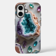 Ocean Teal Geode with Amethyst Gems – Crystal Marb
