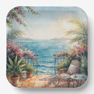 Ocean Terrace with a Peaceful View Paper Plate