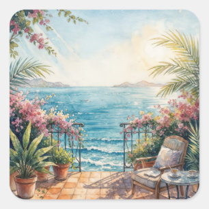 Ocean Terrace with a Peaceful View Square Sticker