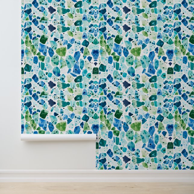 Ocean Terrazzo Pattern Wallpaper (Application)