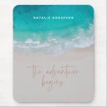 Ocean the adventure begins modern colourful mouse mat<br><div class="desc">Girly Ocean the adventure begins modern colourful uplifting and inspiring typography and photography design.</div>