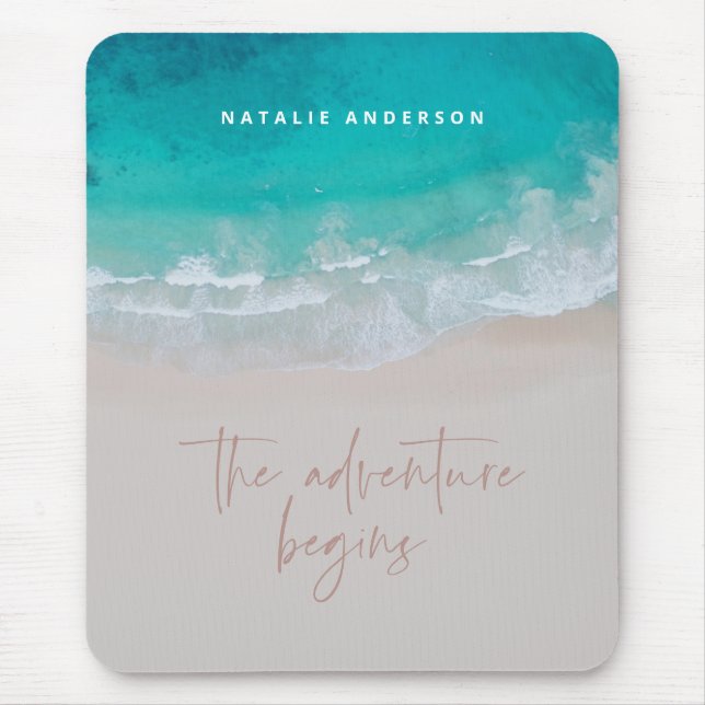 Ocean the adventure begins modern colourful mouse mat (Front)