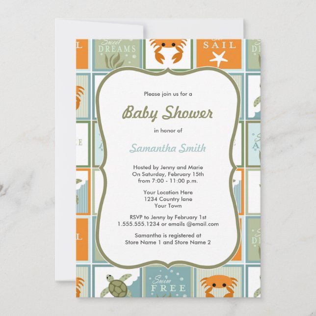 Ocean Theme Baby Shower Invitation (Front)