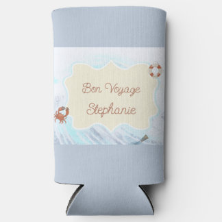 Ocean Theme Bon Voyage Personalised with Name Seltzer Can Cooler