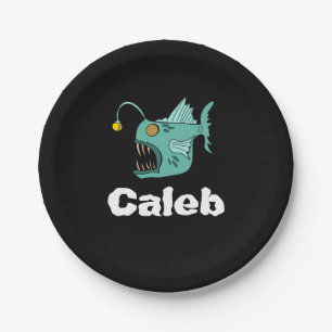 Ocean Theme Boys Birthday Anglerfish Black Paper Plate