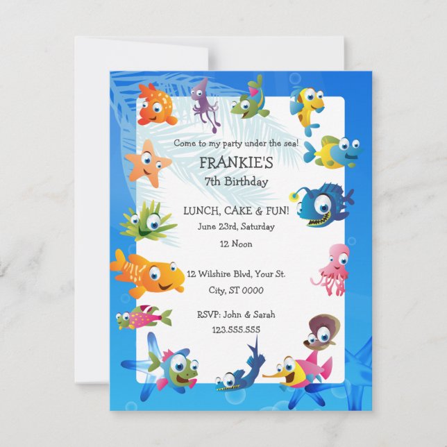 Ocean Theme Children's Birthday Party Invitation (Front)