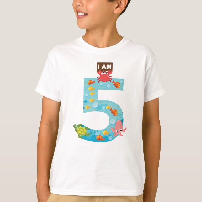 ocean theme Fifth 5th Birthday T-Shirt (Front)
