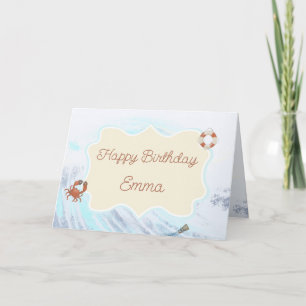 Ocean Theme Happy Birthday Personalised with Name  Card