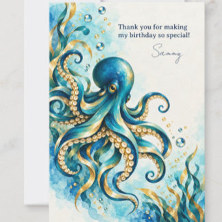 Ocean Theme | Octopus | Birthday Thank You Card